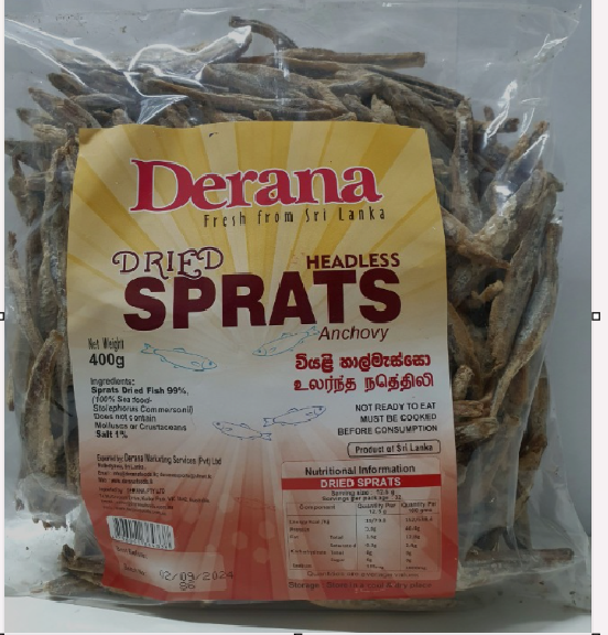 Derana Dried Sprats Headless 400g