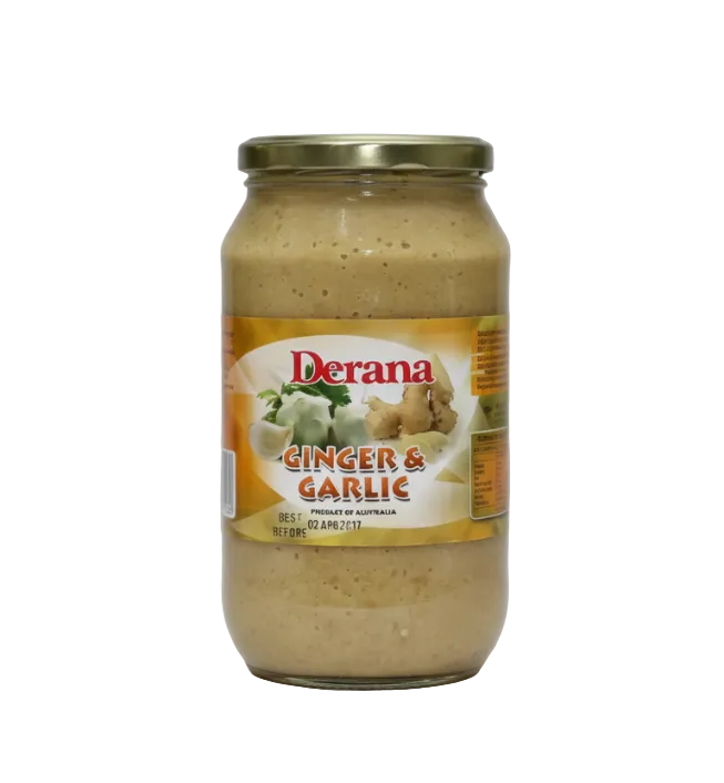Jar of Derana Ginger & Garlic spread on a white background